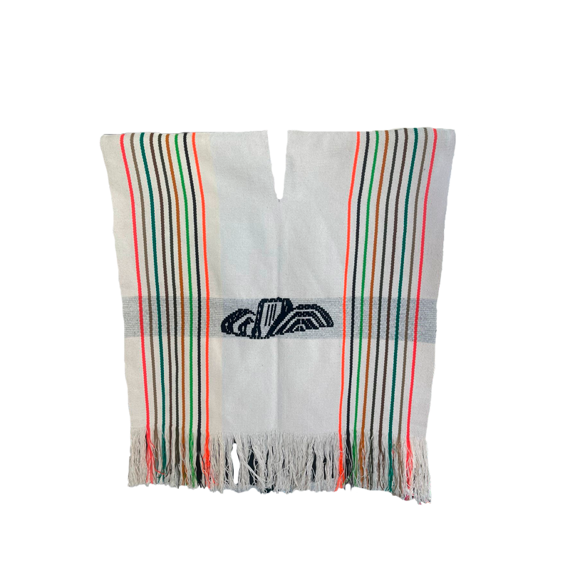 Poncho Artesanal Diseño Blanco Fino