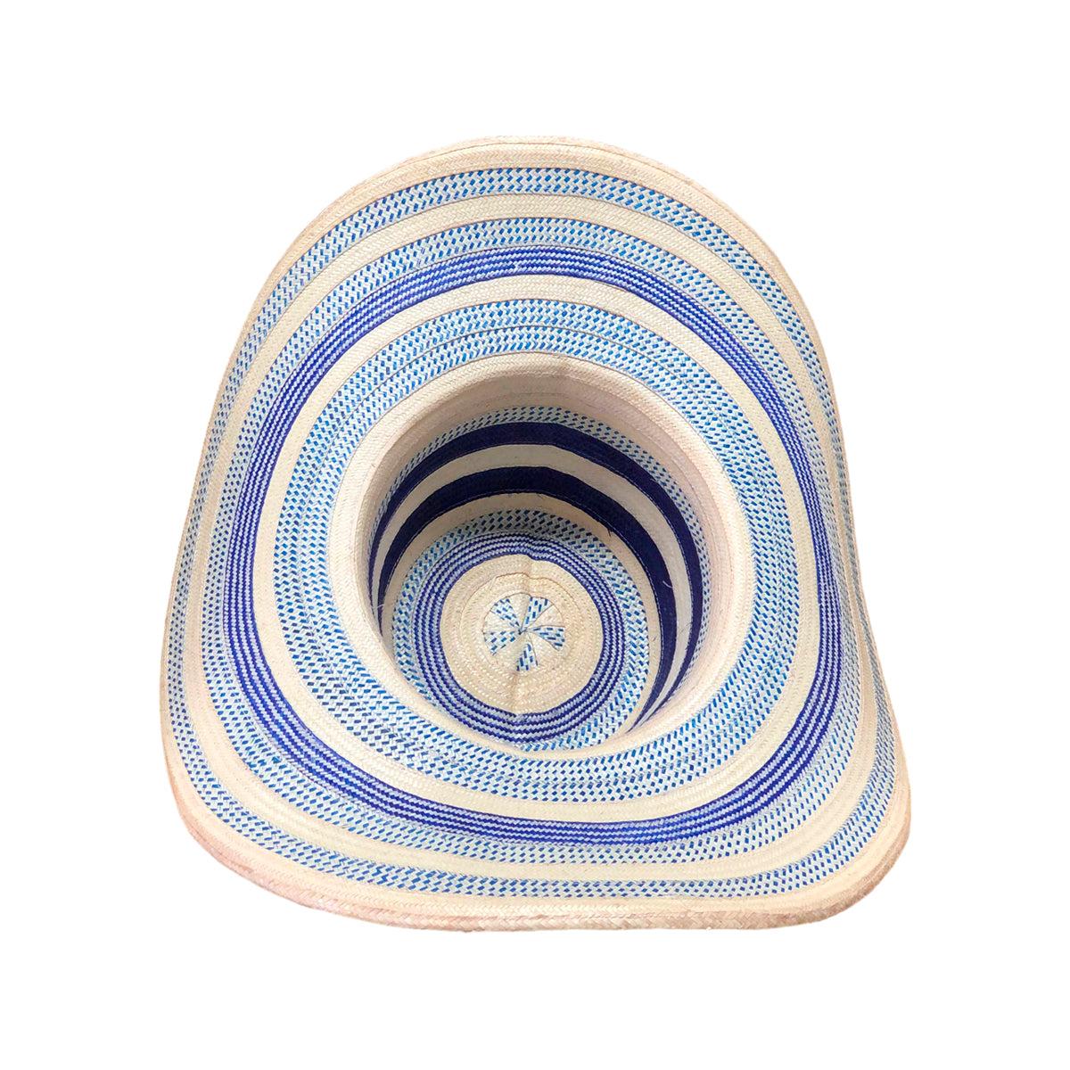 Sombrero 23 Fibras Beige con Diseño Azul