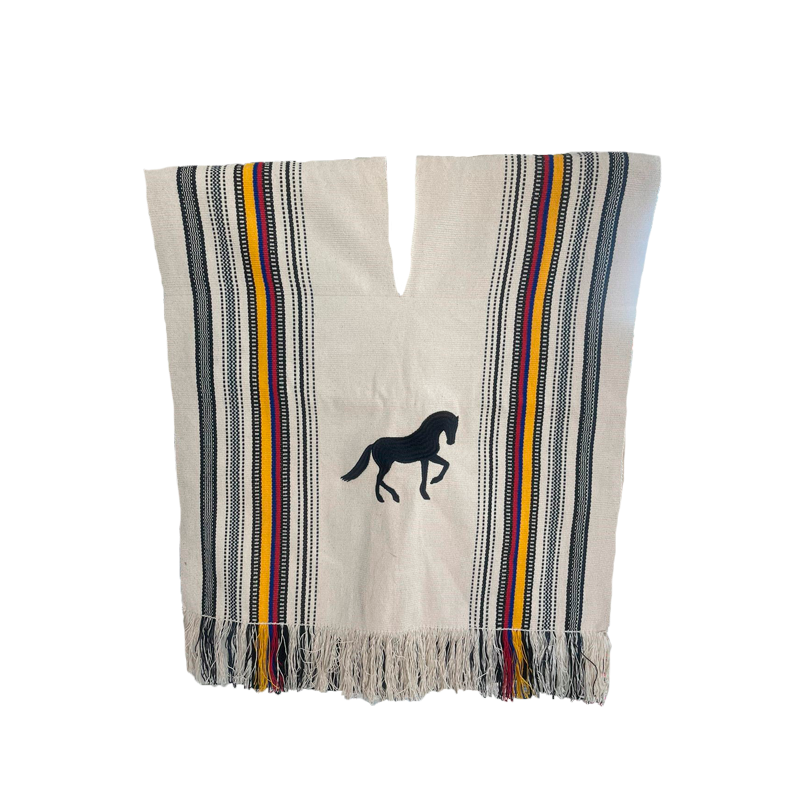 Poncho Artesanal Diseño Blanco Fino