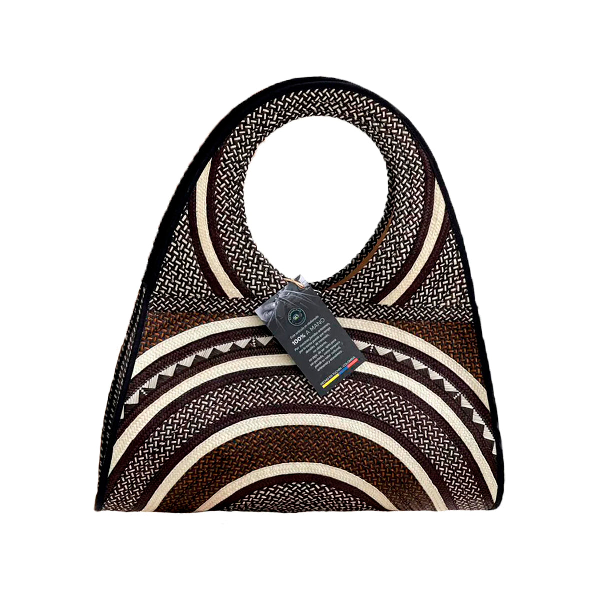 Bolso Exclusivo Caña Flecha Diseño Gris Marrón