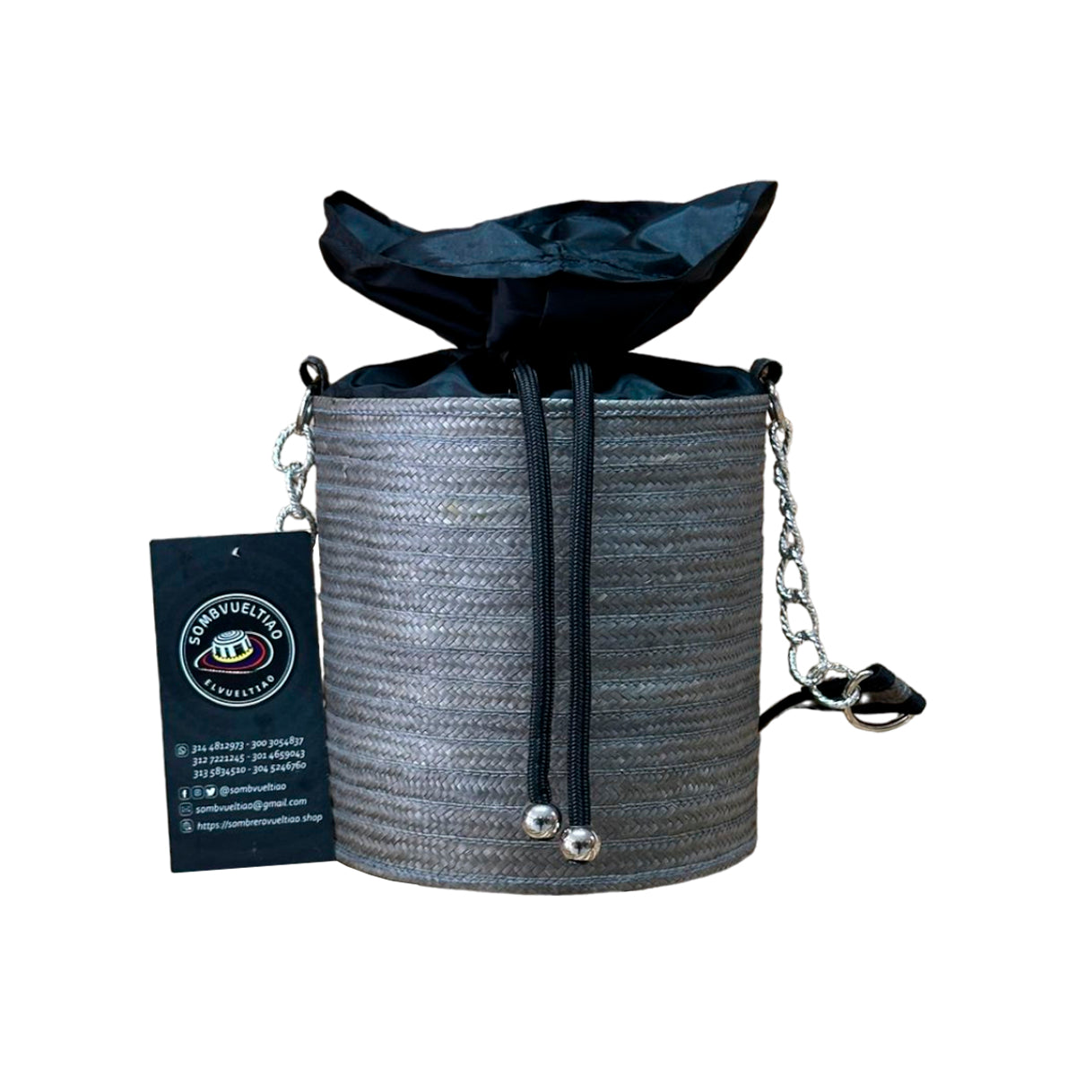 Bolso Cilindro Exclusivo con Moño Diseño Gris