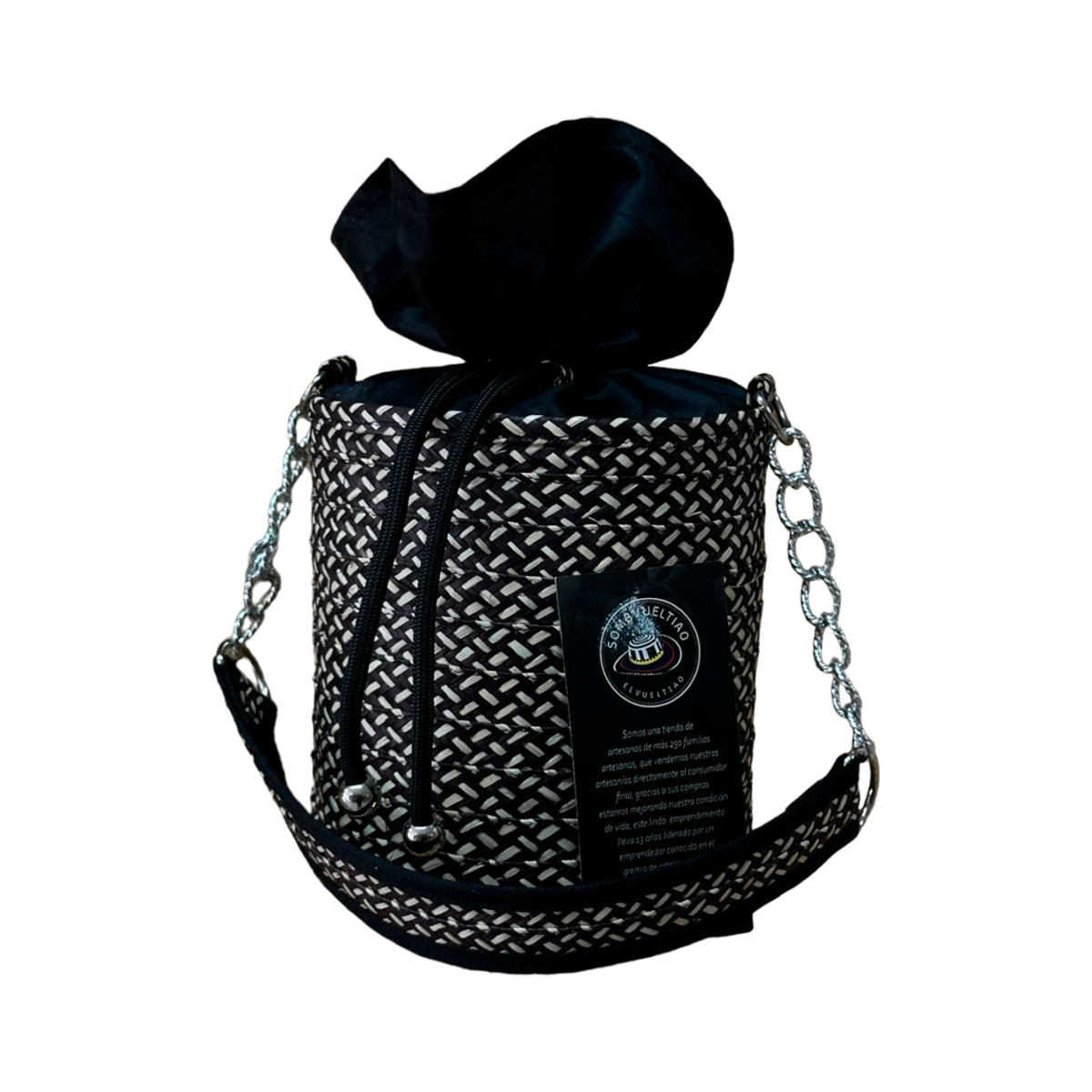 Bolso Cilindro Exclusivo con Moño Diseño Granito