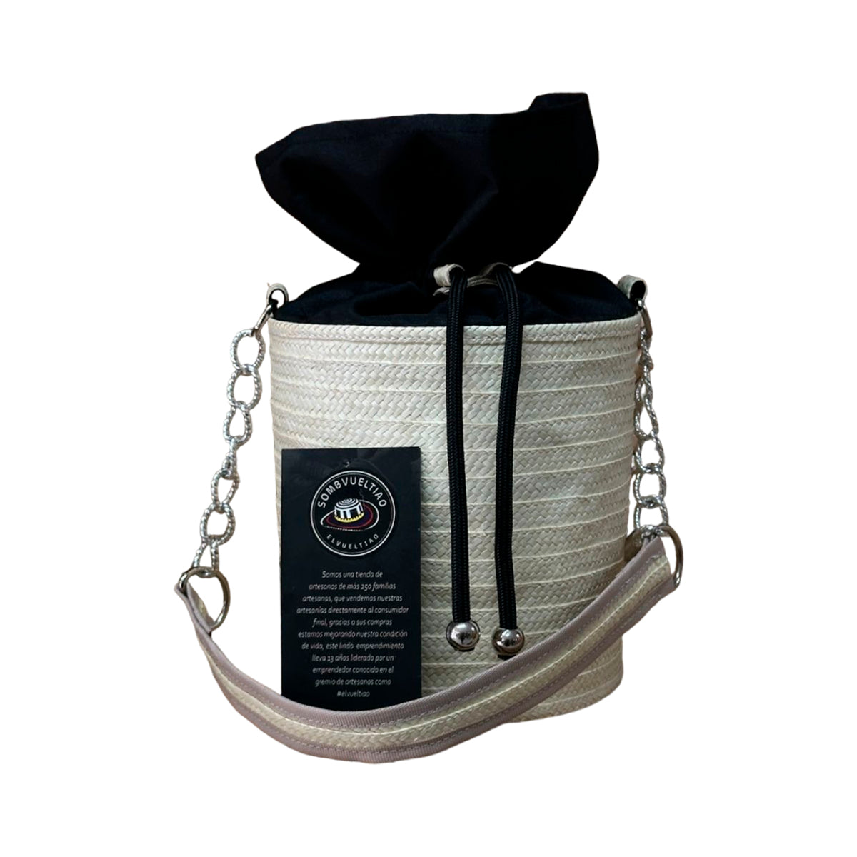 Bolso Cilindro Exclusivo con Moño Diseño Crudo