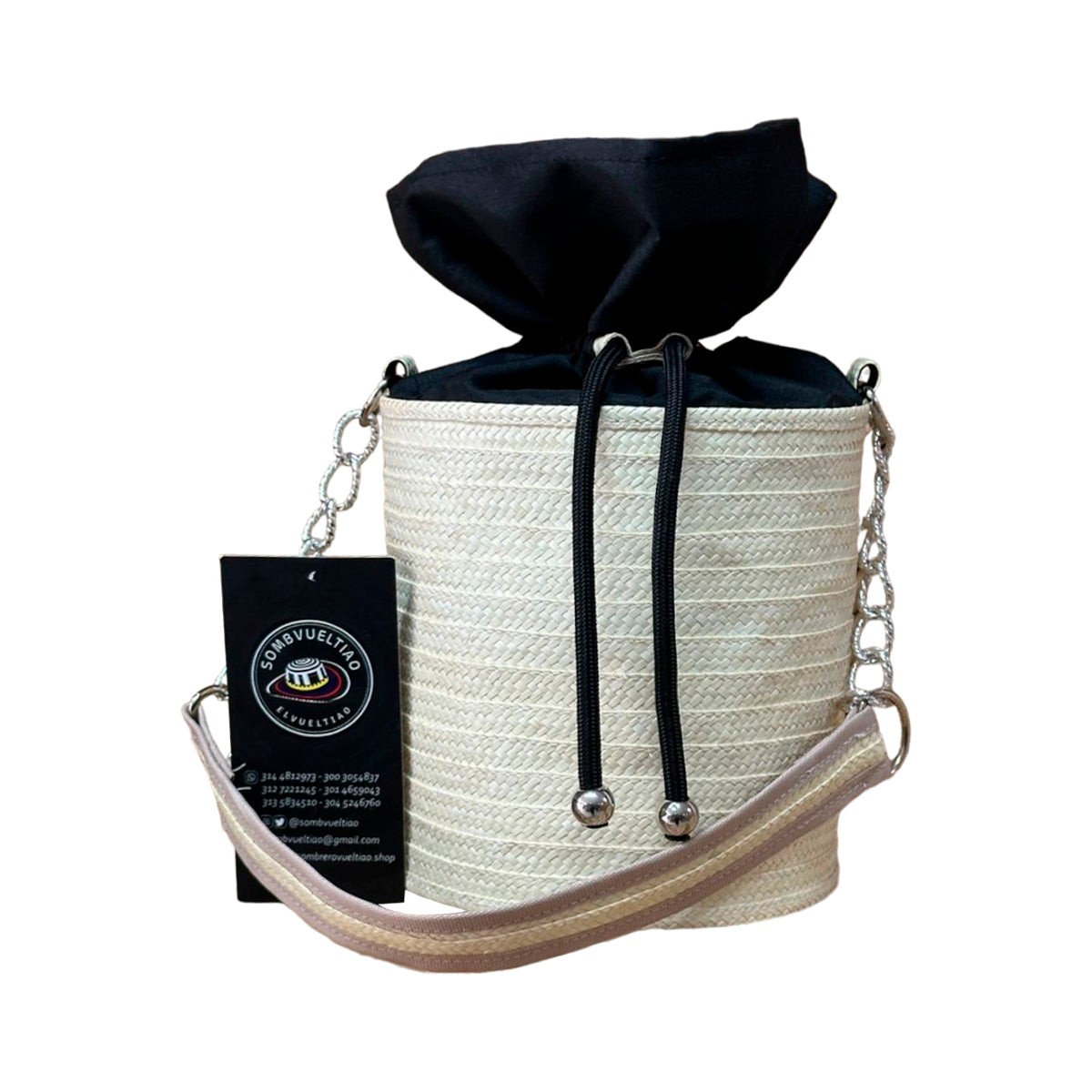 Bolso Cilindro Exclusivo con Moño Diseño Crudo