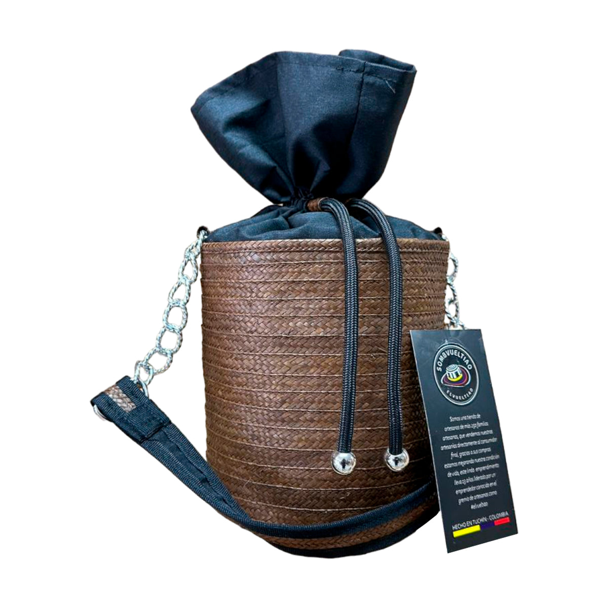 Bolso Cilindro Exclusivo con Moño Diseño Marrón