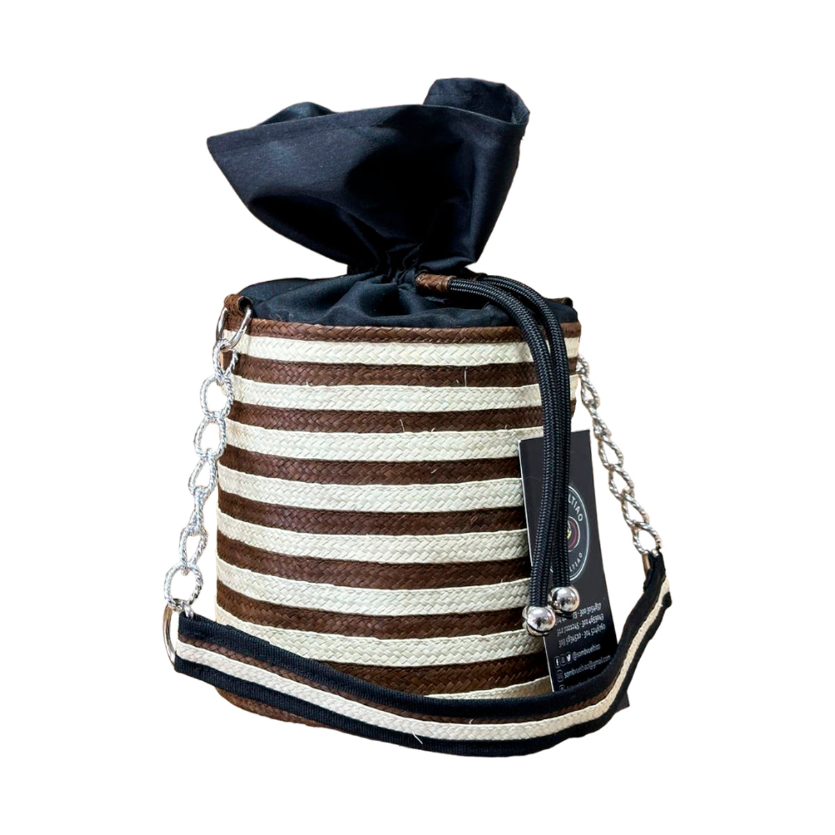 Bolso Cilindro Exclusivo con Moño Diseño Marrón Cebra