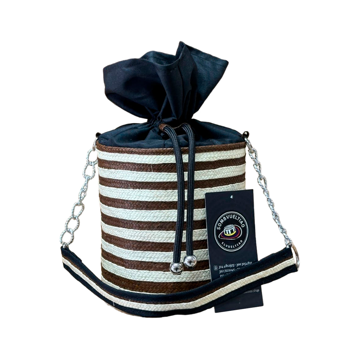 Bolso Cilindro Exclusivo con Moño Diseño Marrón Cebra