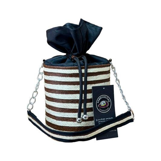 Bolso Cilindro Exclusivo con Moño Diseño Marrón Cebra