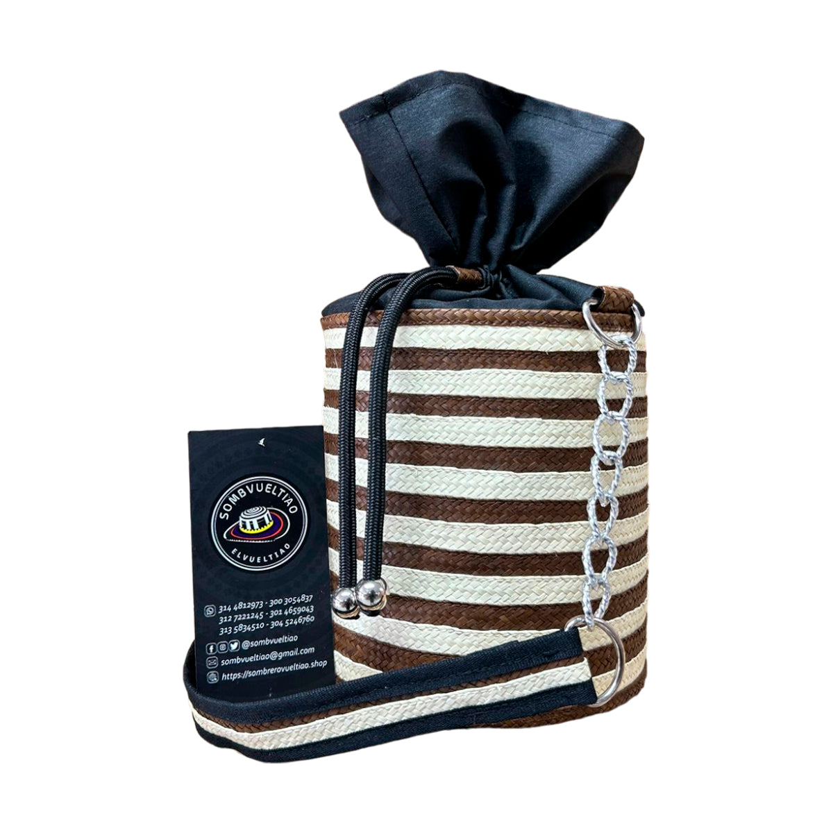 Bolso Cilindro Exclusivo con Moño Diseño Marrón Cebra