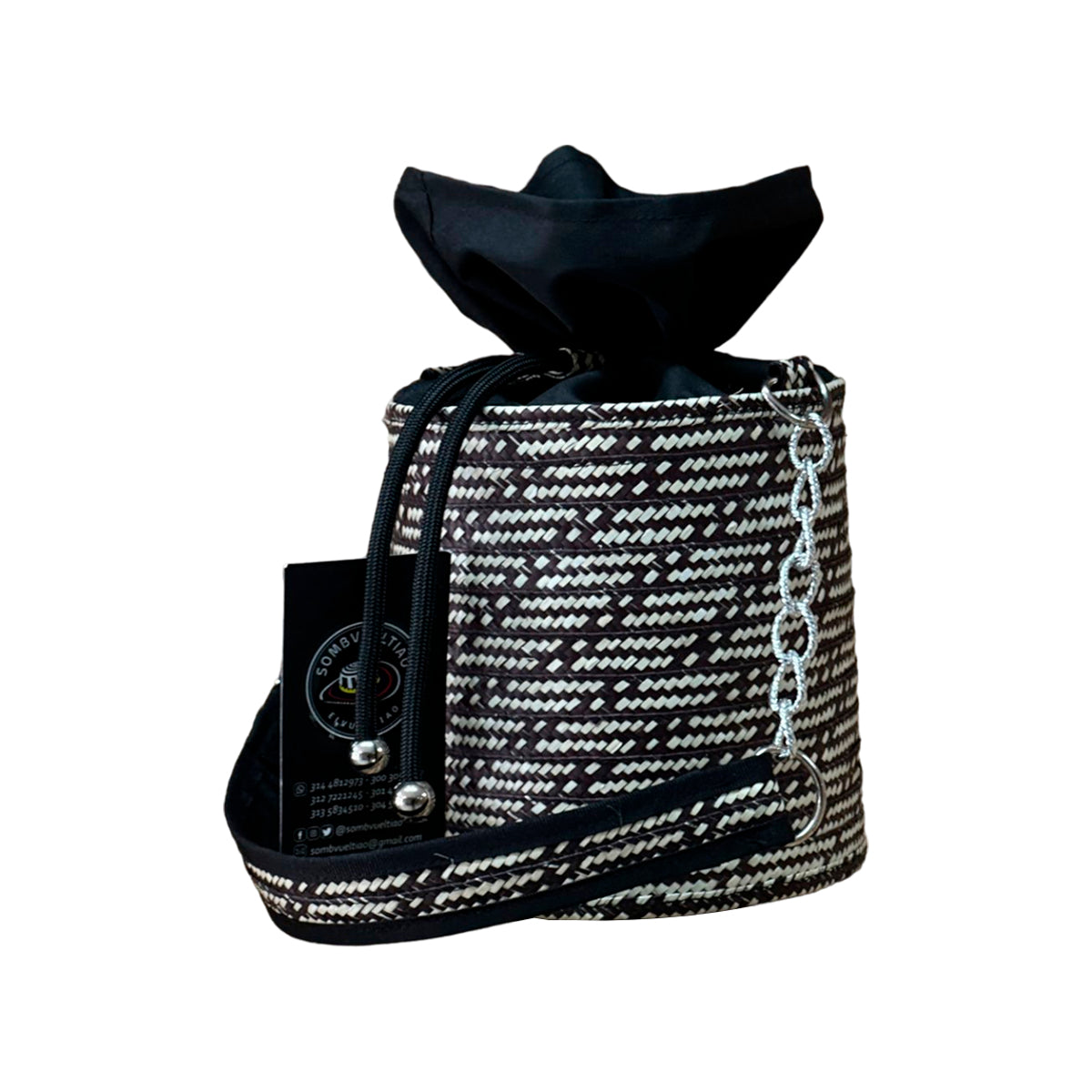 Bolso Cilindro Exclusivo con Moño Diseño Negro