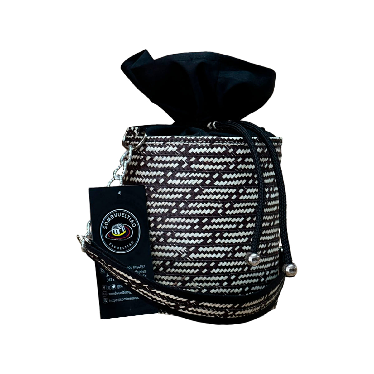 Bolso Cilindro Exclusivo con Moño Diseño Negro