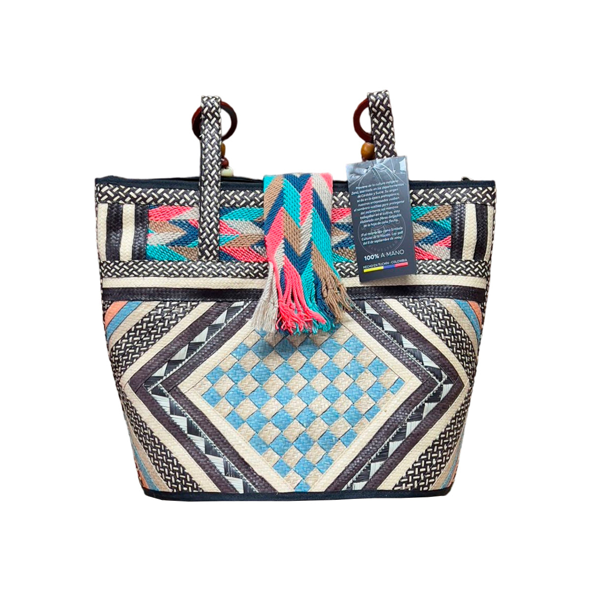 Bolso Caña Flecha Figuras Multicolor