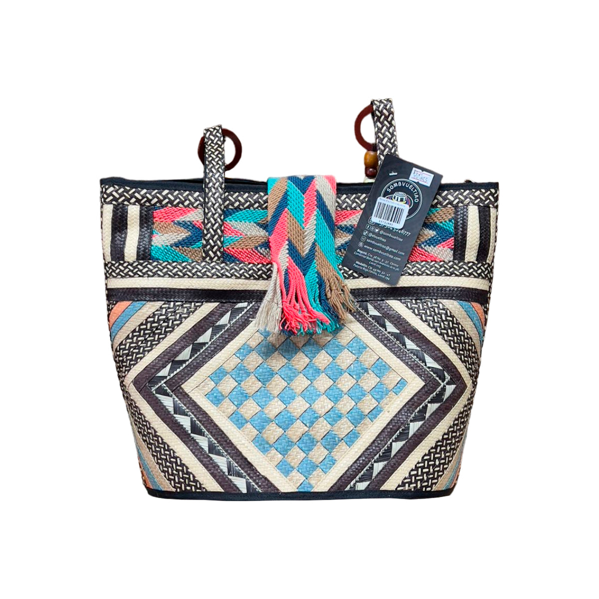 Bolso Caña Flecha Figuras Multicolor