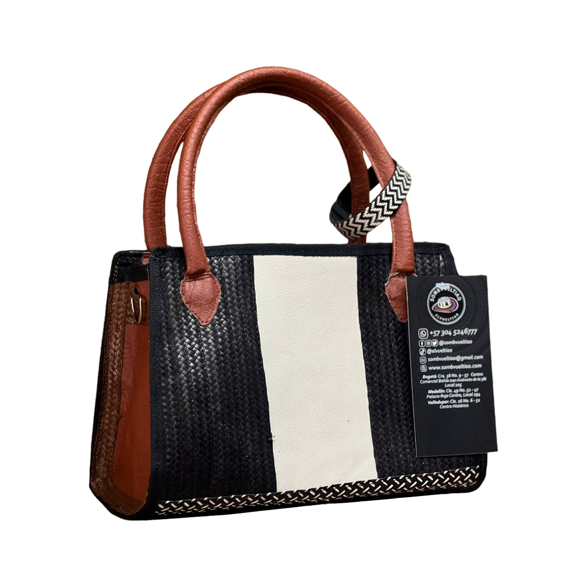 Bolso Exclusivo Artesanal en Cuero y Caña Flecha