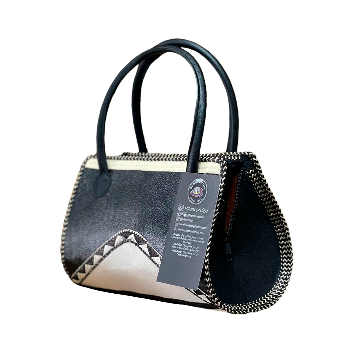 Bolso Exclusivo Artesanal en Cuero y Caña Flecha