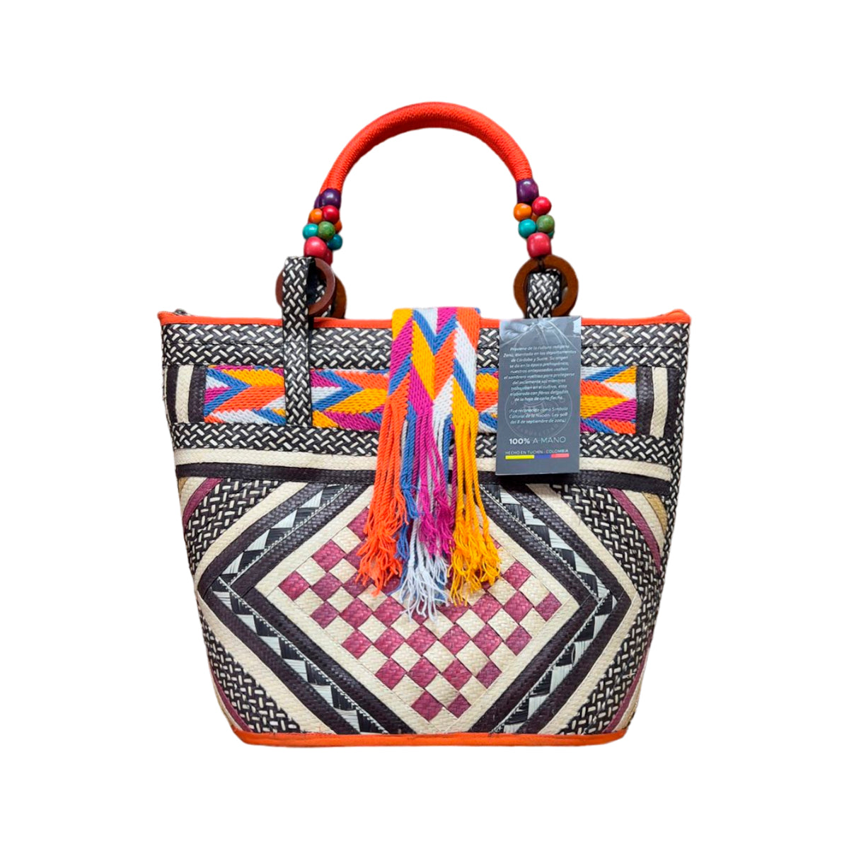 Bolso Caña Flecha Figuras Multicolor