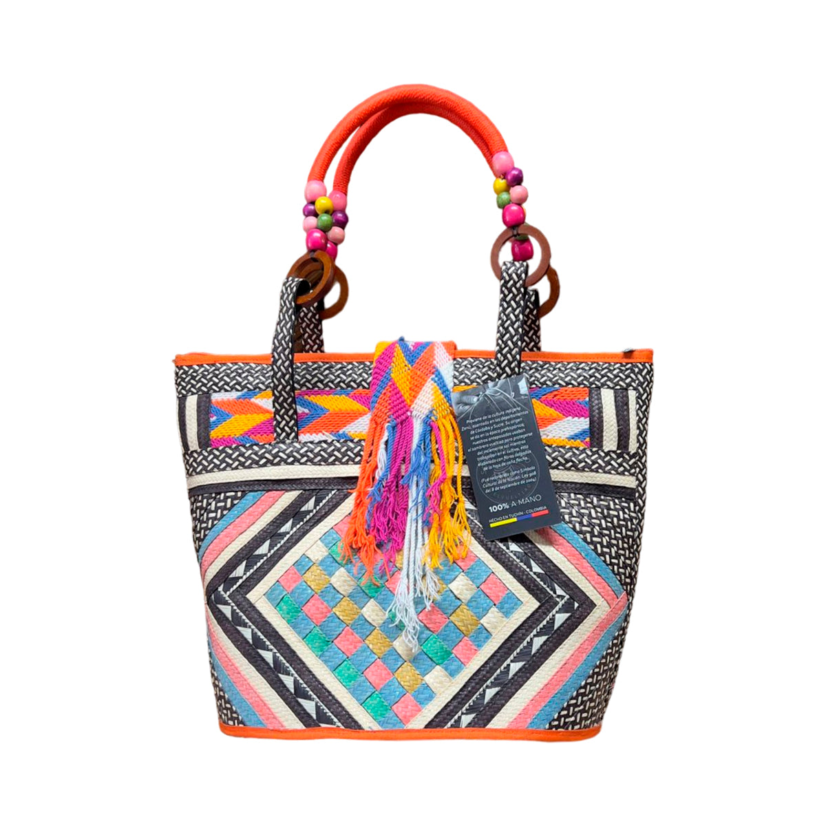 Bolso Caña Flecha Figuras Multicolor
