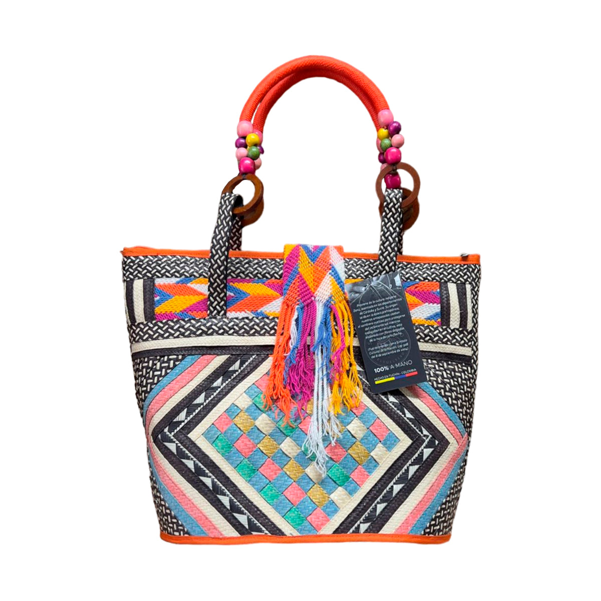 Bolso Caña Flecha Figuras Multicolor