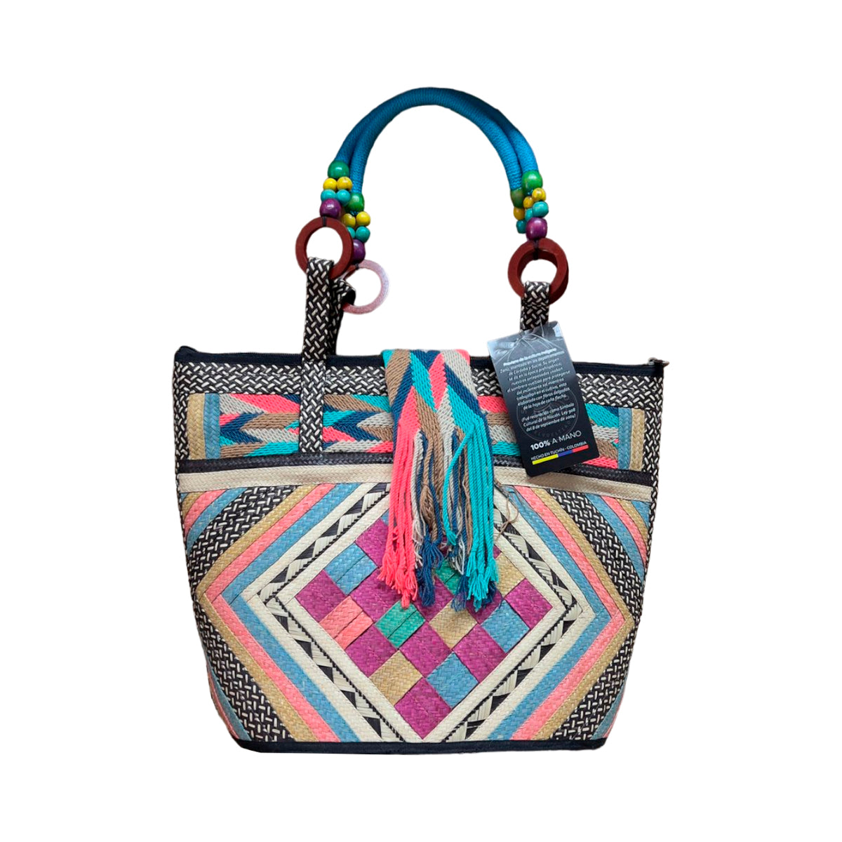Bolso Caña Flecha Figuras Multicolor