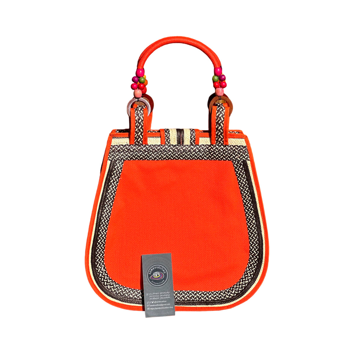Bolso Artesanal Diseño Pera Naranja Fino