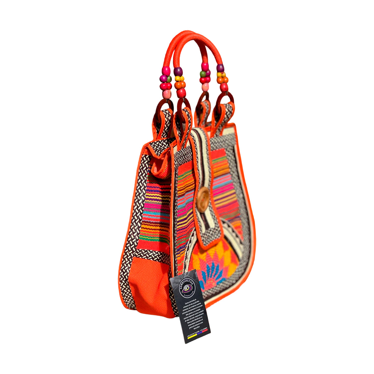 Bolso Artesanal Diseño Pera Naranja Fino