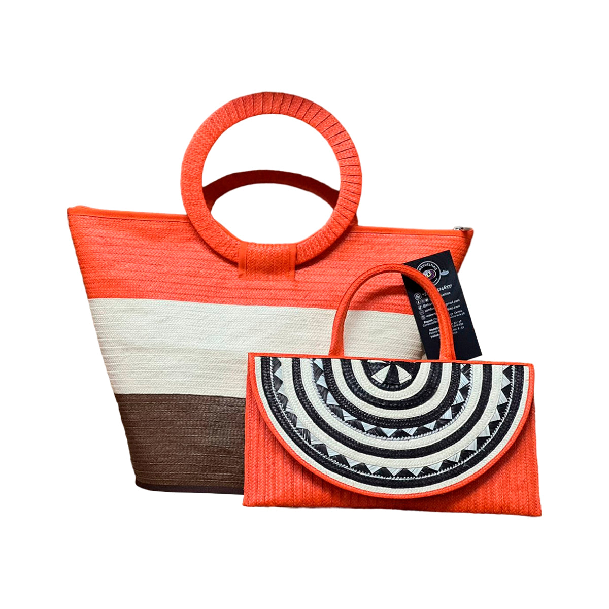 Combo Dúo Bolso y Cartera Multicolor a Mano