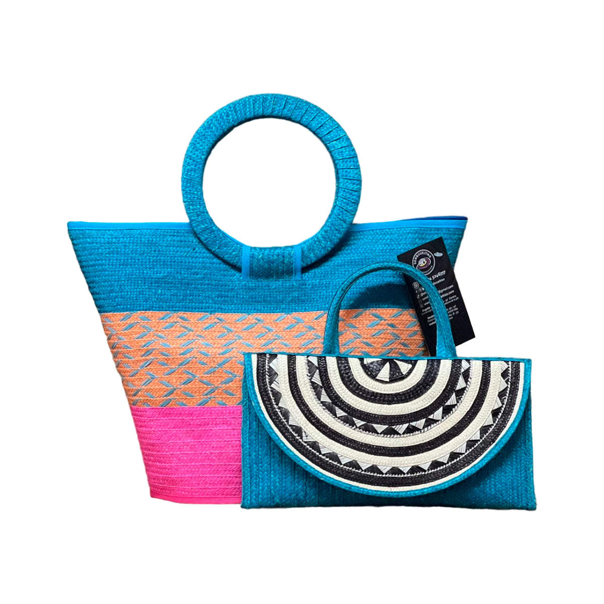 Combo Dúo Bolso y Cartera Multicolor a Mano