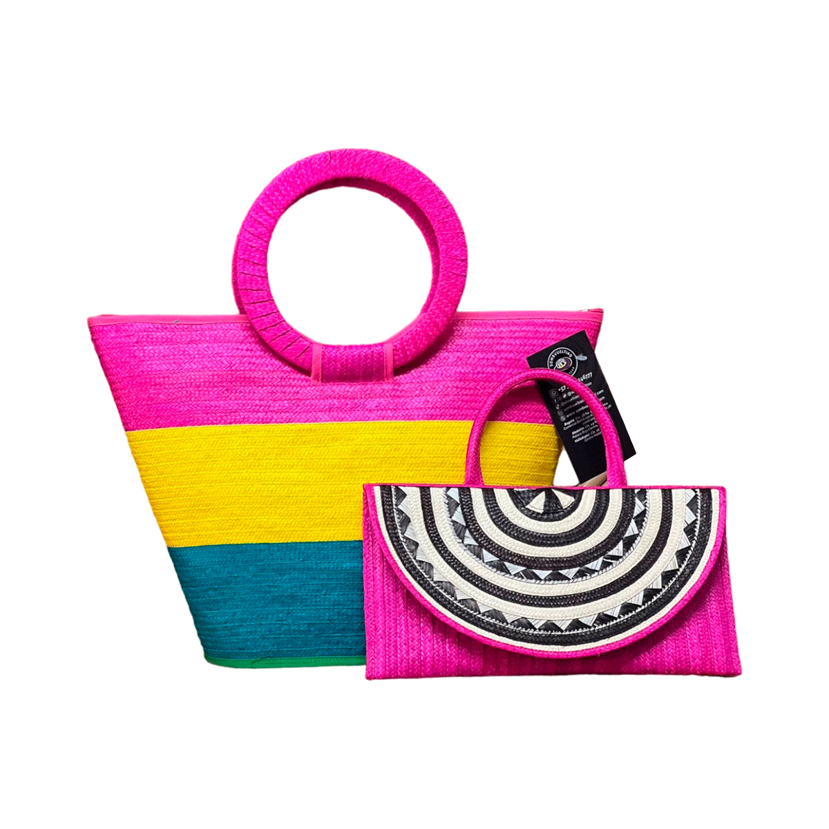 Combo Dúo Bolso y Cartera Multicolor a Mano