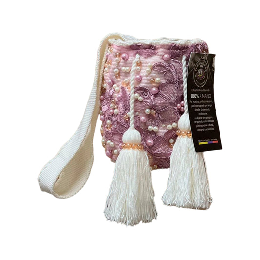 Mochila Recamada Pequeña Diseño Perlas