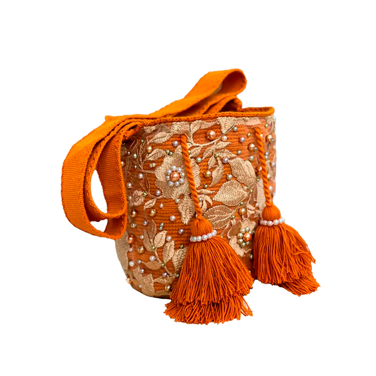 Mochila Exclusiva Recamada Decorada Hojas