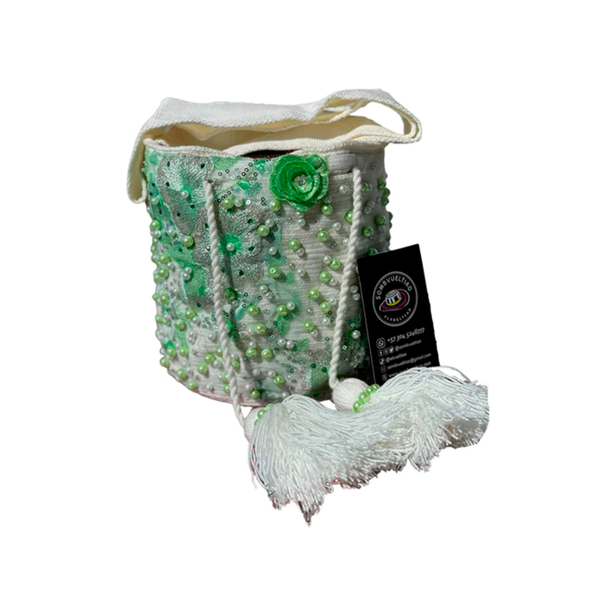 Mochila Exclusiva Recamada Decorada Hojas