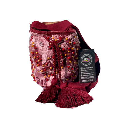 Mochila Exclusiva Recamada Decorada Hojas