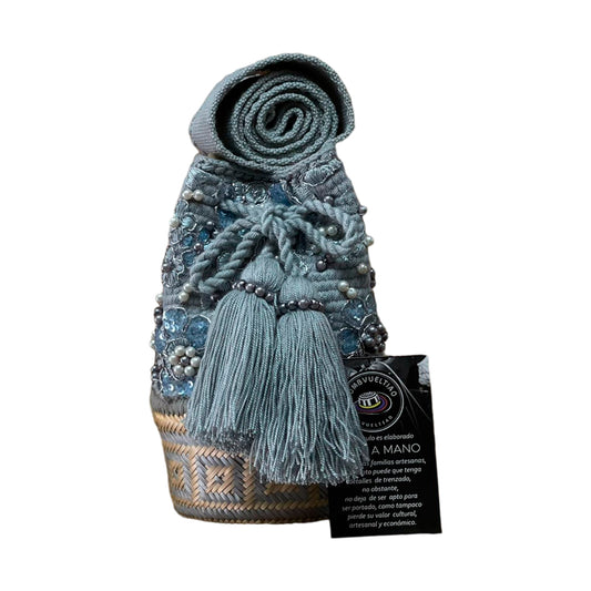 Mochila Pequeña Fondo de Iraca Recamada