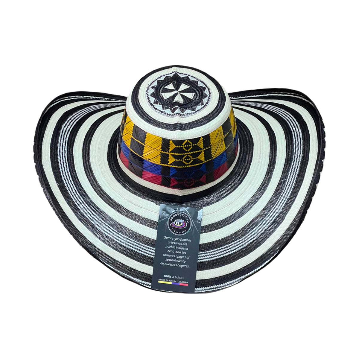Sombrero 19 Fibras Tricolor con Diseño Tradicional