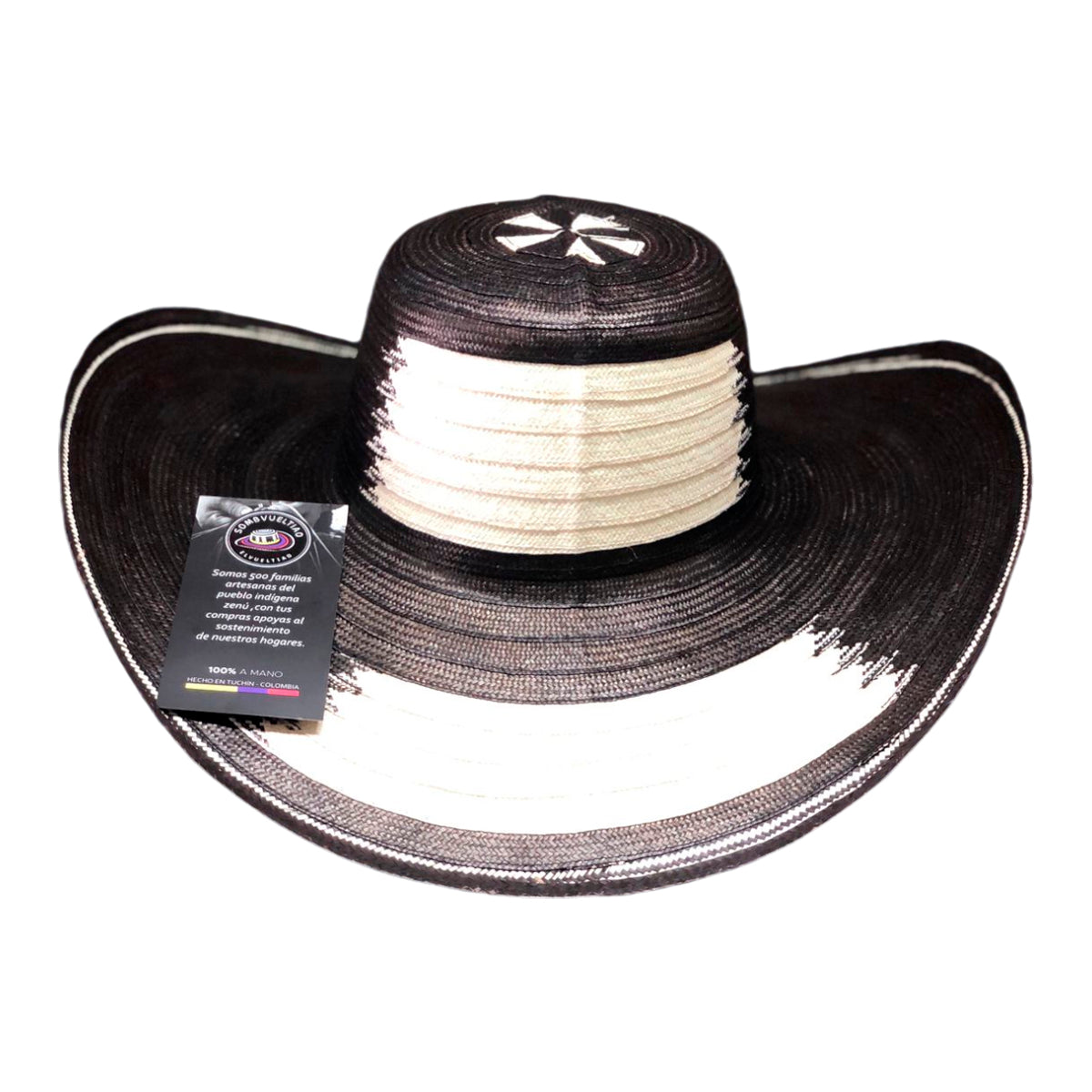 Sombrero 23 Fibras Exclusivo Diseño Negro Beige