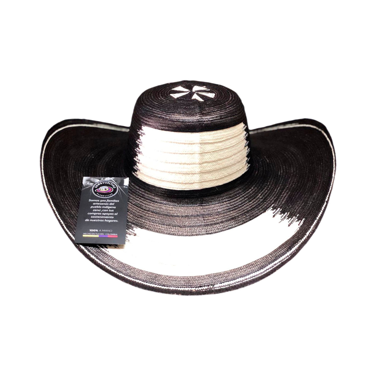 Sombrero 23 Fibras Exclusivo Diseño Negro Beige