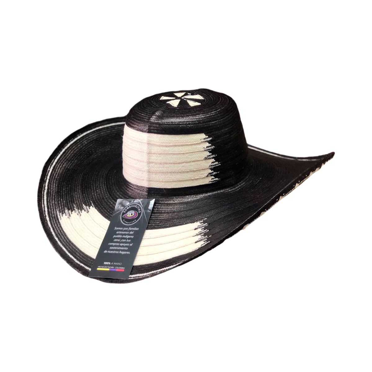 Sombrero 23 Fibras Exclusivo Diseño Negro Beige