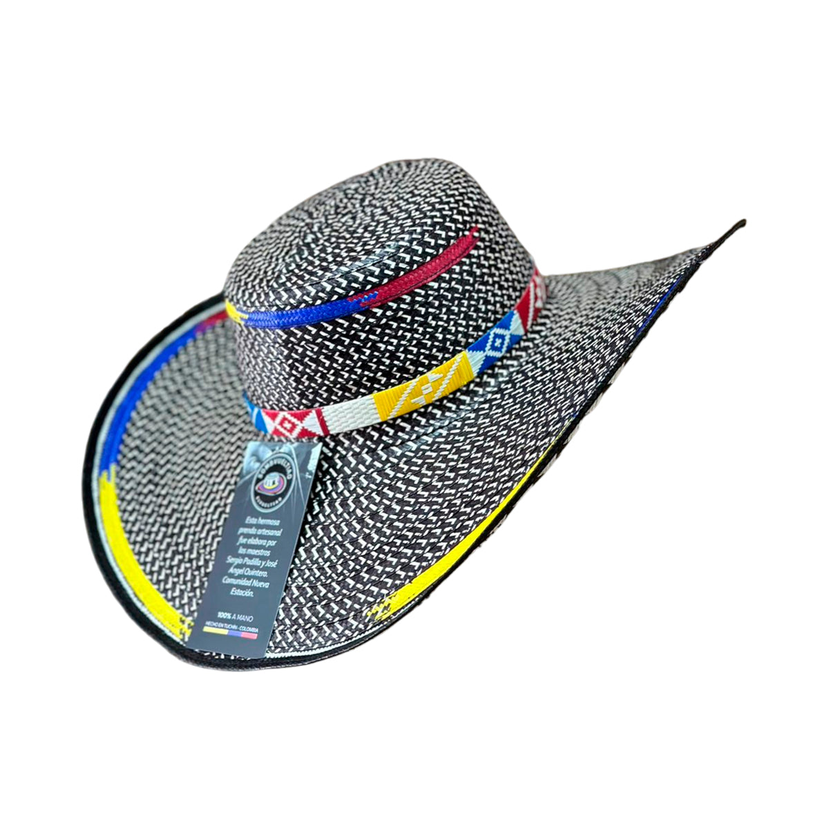 Sombrero Fino Jabao Exclusivo Tricolor Tejido a Mano