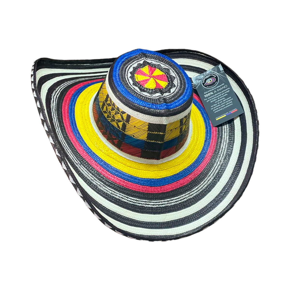 Sombrero 15 Fibras Tradicional Tricolor Artesanal
