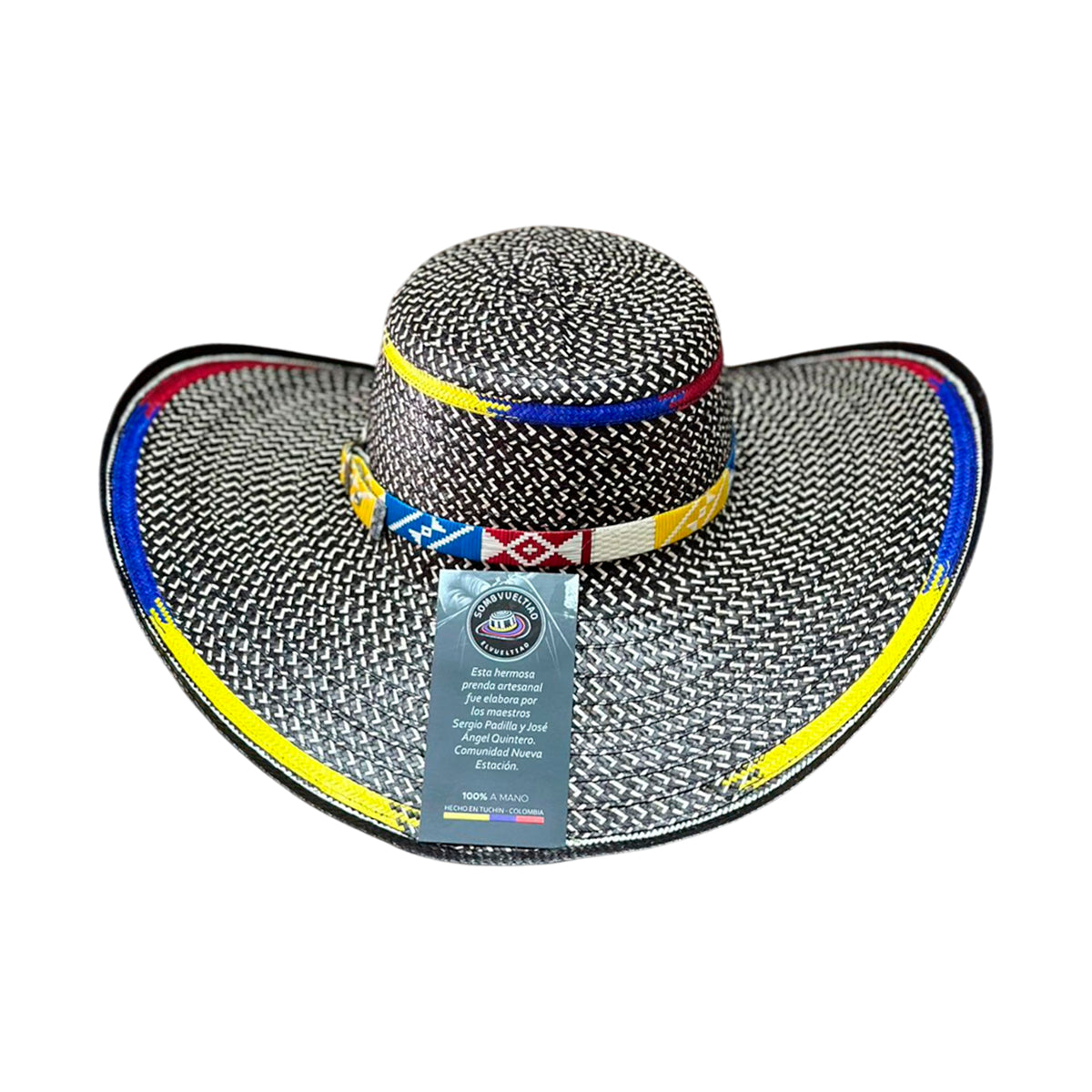 Sombrero Fino Jabao Exclusivo Tricolor Tejido a Mano