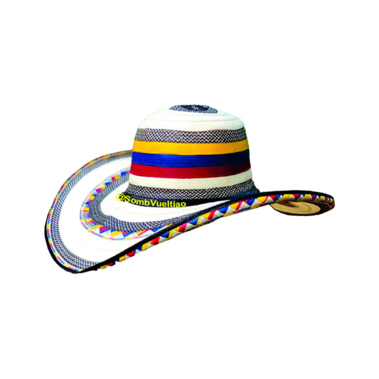 Sombrero 23 Fibras Exclusivo Blanco + Tricolor MY