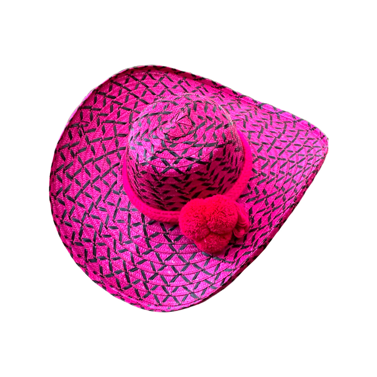 Sombrero Exclusivo con Pompones Fucsia