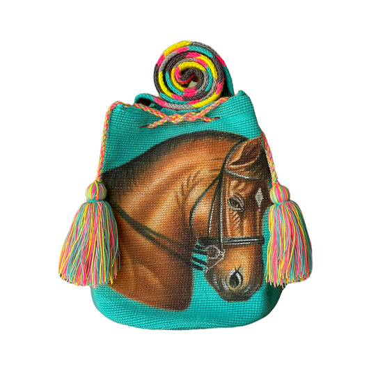 Mochila Exclusiva Azul Diseño Caballo