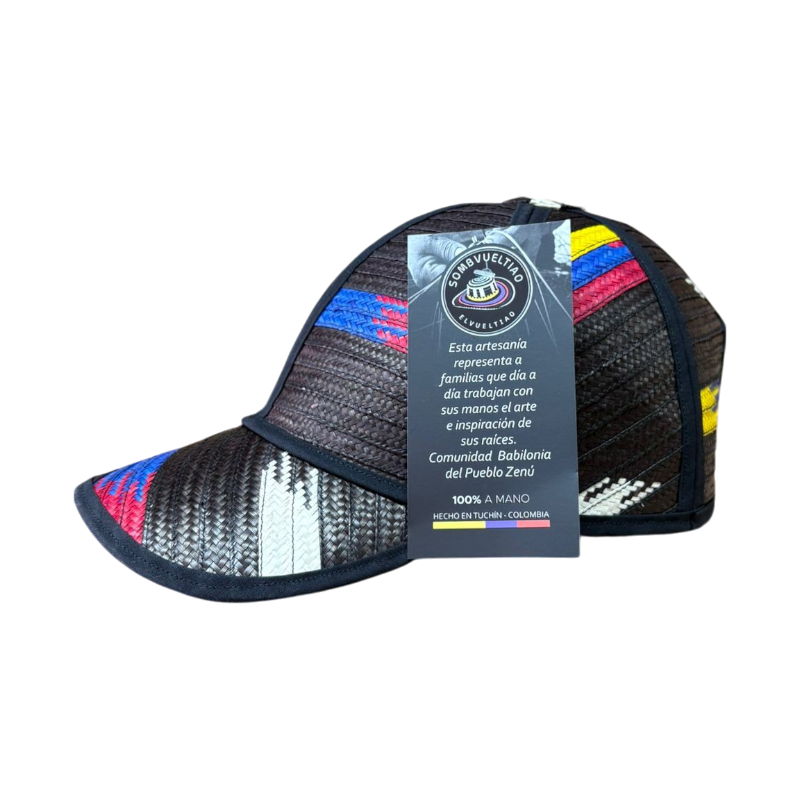Gorra Artesanal Exclusiva Diseño Negra Tricolor