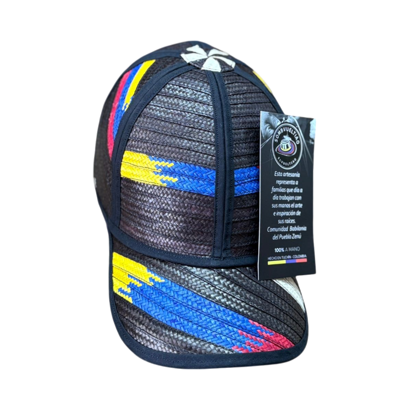 Gorra Artesanal Exclusiva Diseño Negra Tricolor