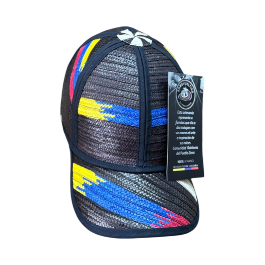 Gorra Artesanal Exclusiva Diseño Negra Tricolor