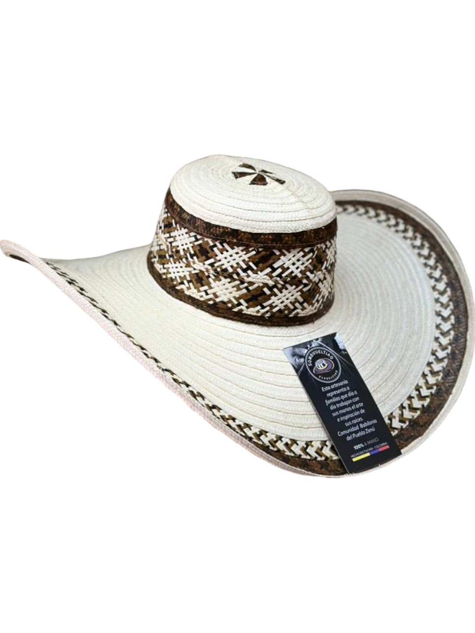 Sombrero Exclusivo Beige con Figuras Línea Tierra