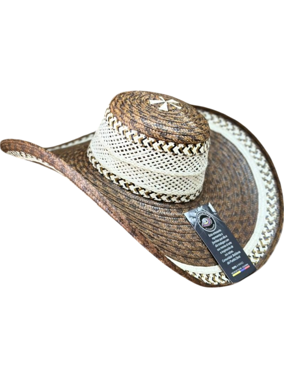 Sombrero Exclusivo Marrón con Figuras Línea Tierra
