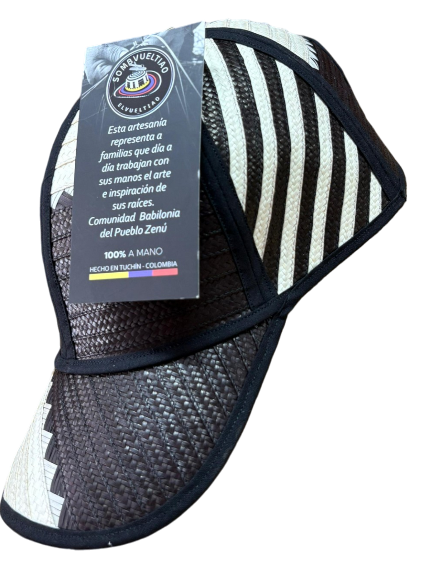Gorra Artesanal Exclusiva Diseño Beige y Negro