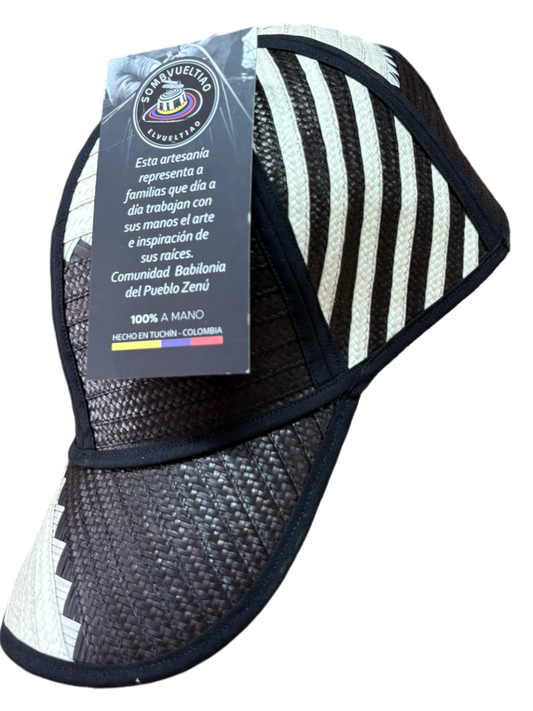 Gorra Artesanal Exclusiva Diseño Beige y Negro